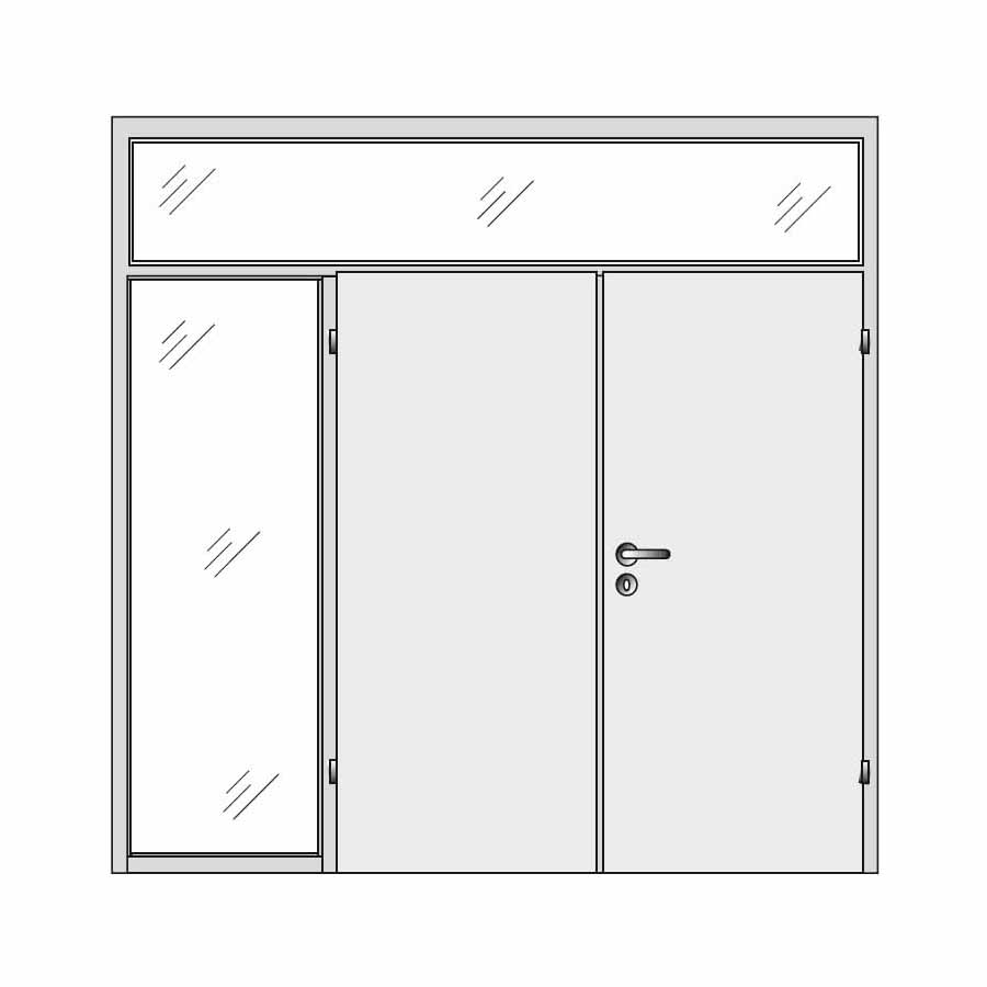 Double door with side and top panel